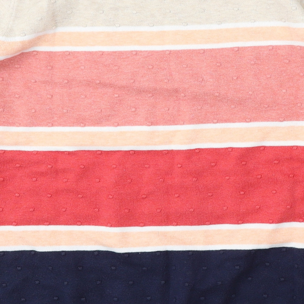 Bonmarché Womens Multicoloured Round Neck Striped Cotton Pullover Jumper Size M