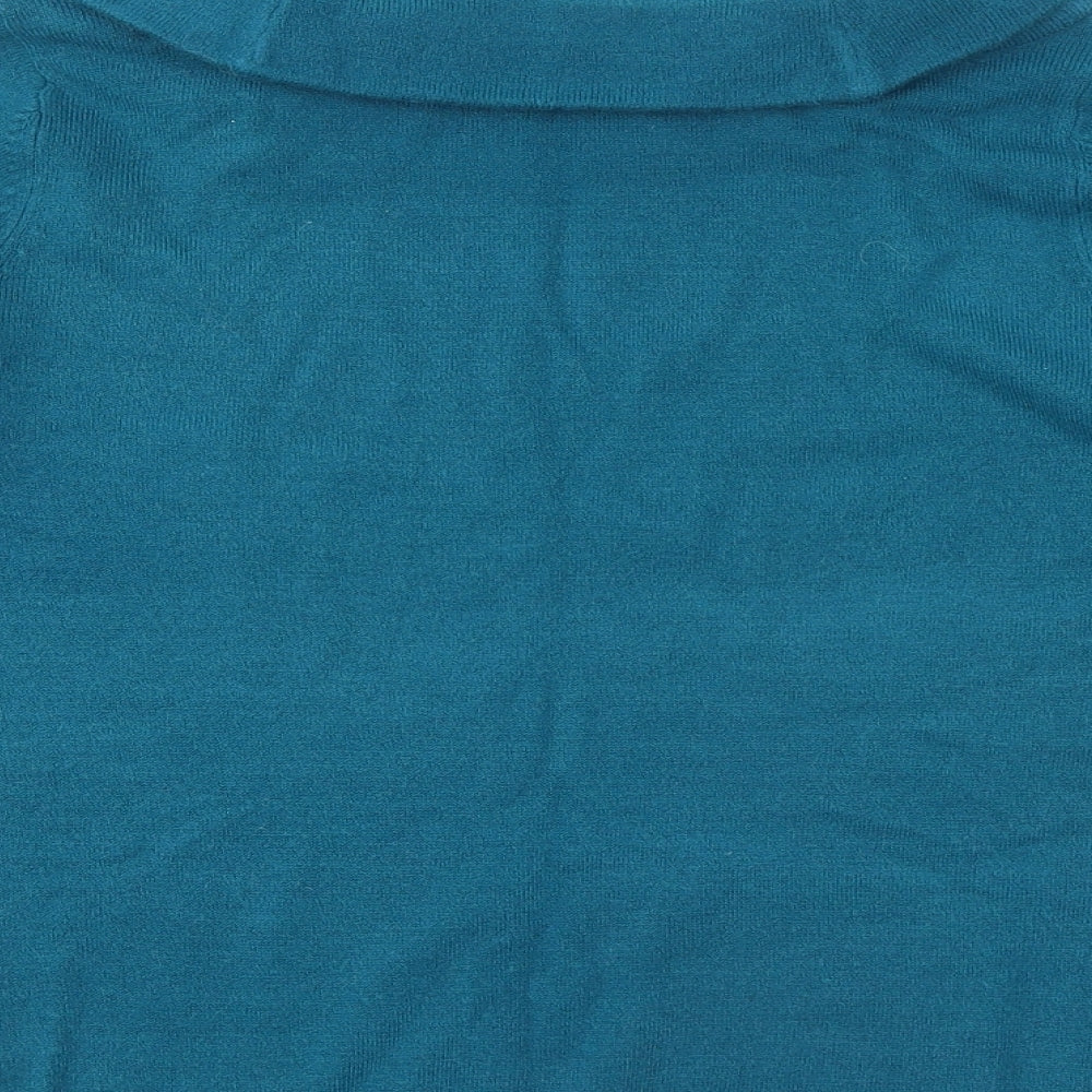 BHS Womens Blue Round Neck Acrylic Pullover Jumper Size 8