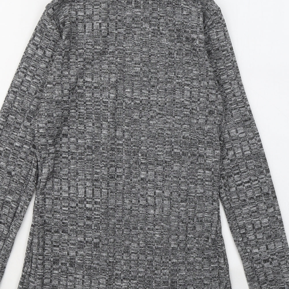 PRETTYLITTLETHING Womens Grey Mock Neck Polyester Pullover Jumper Size 8