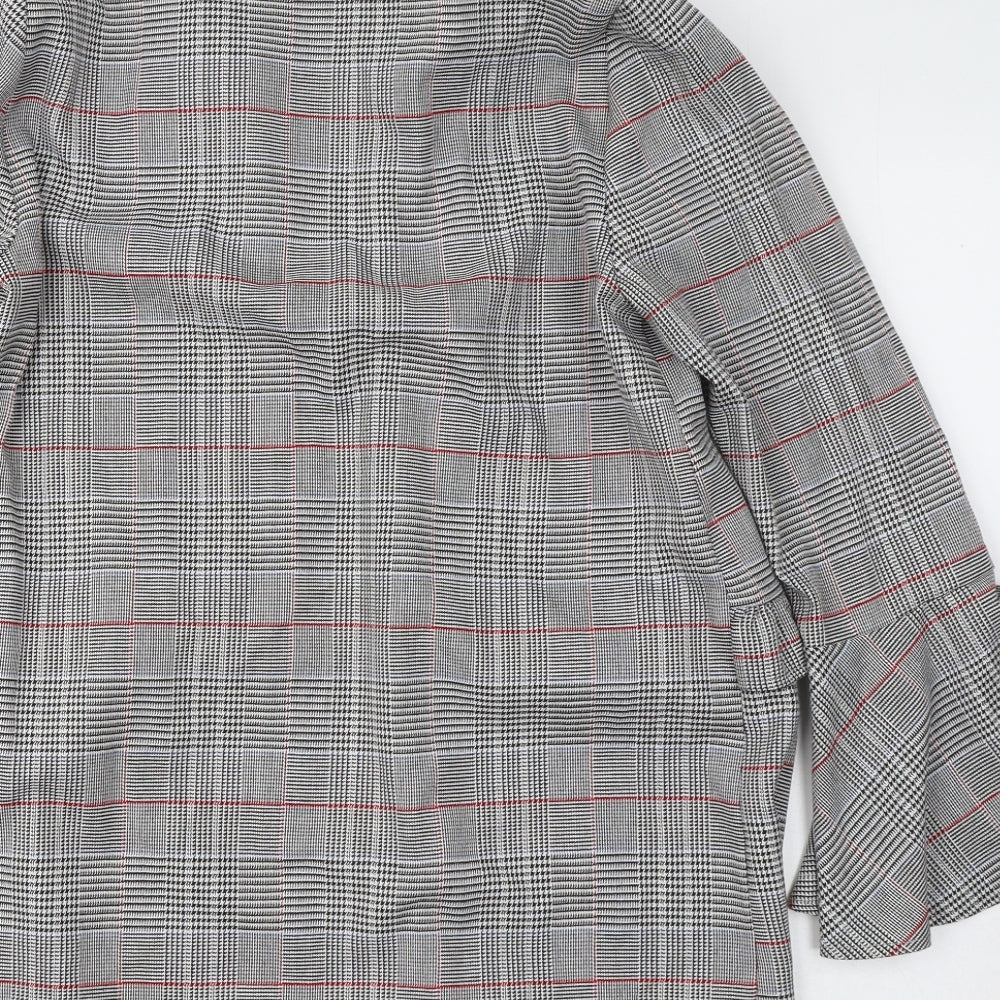 Innocence Womens Grey Roll Neck Plaid Polyester Cardigan Jumper Size 10
