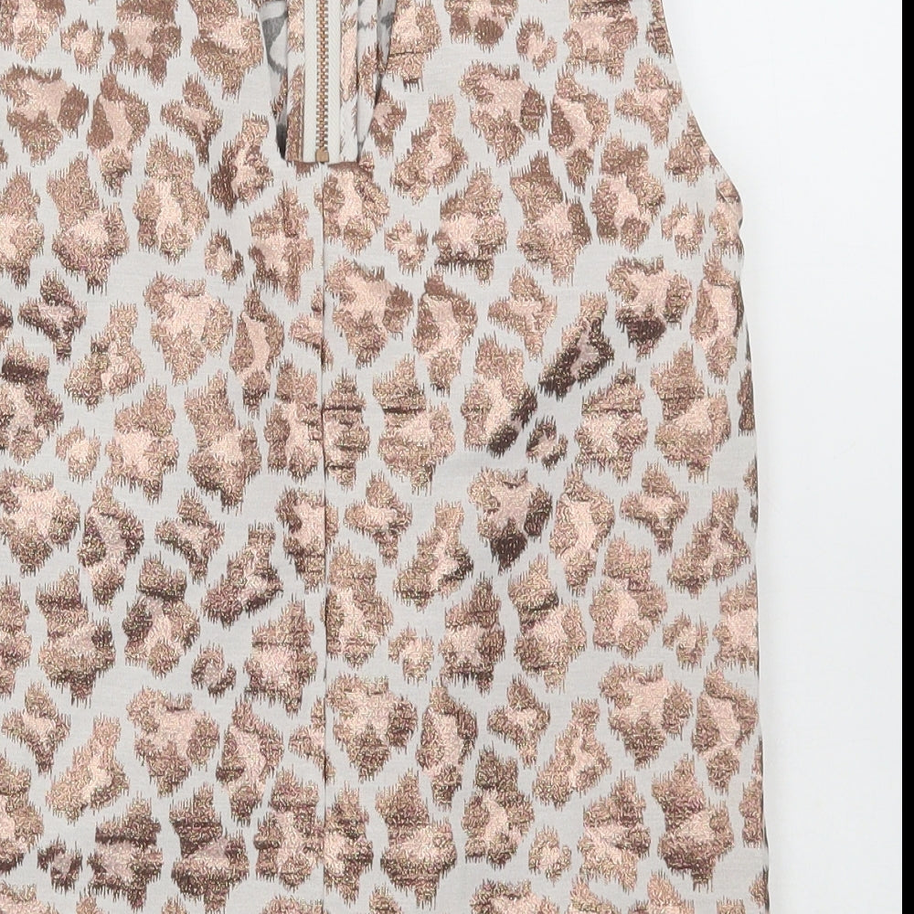 River Island Womens Multicoloured Animal Print Polyester Basic Tank Size 6 Scoop Neck
