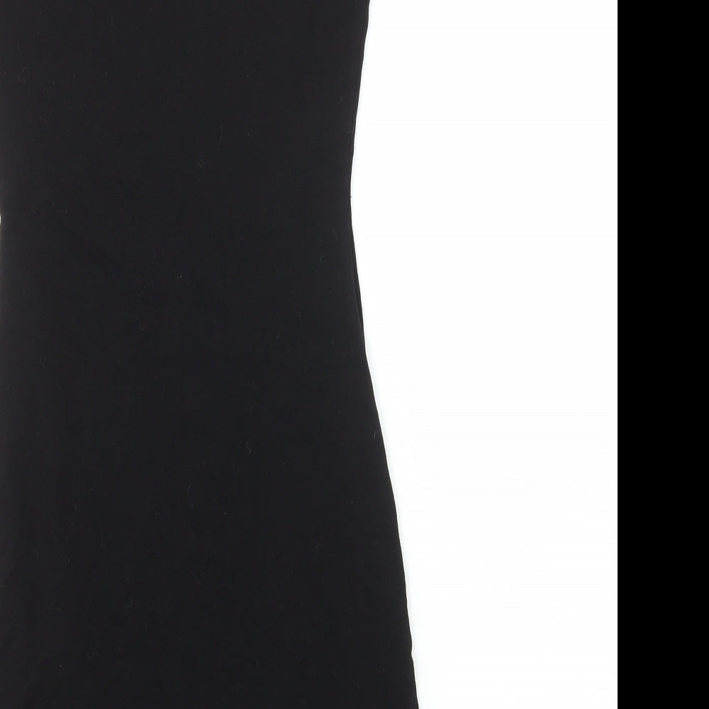 Warehouse Womens Black Viscose Bodycon Size 8 One Shoulder