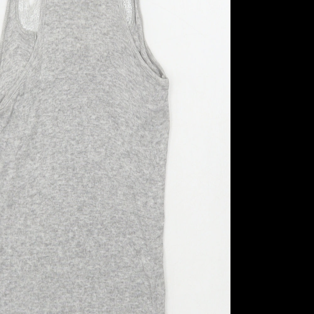 Topshop Womens Grey Viscose Camisole Tank Size 6 Scoop Neck