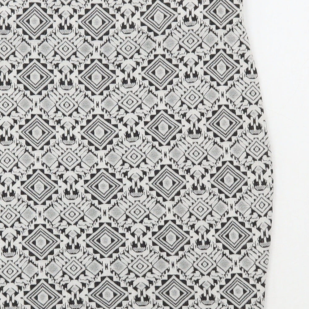 River Island Womens White Geometric Viscose Mini Skirt Size 8
