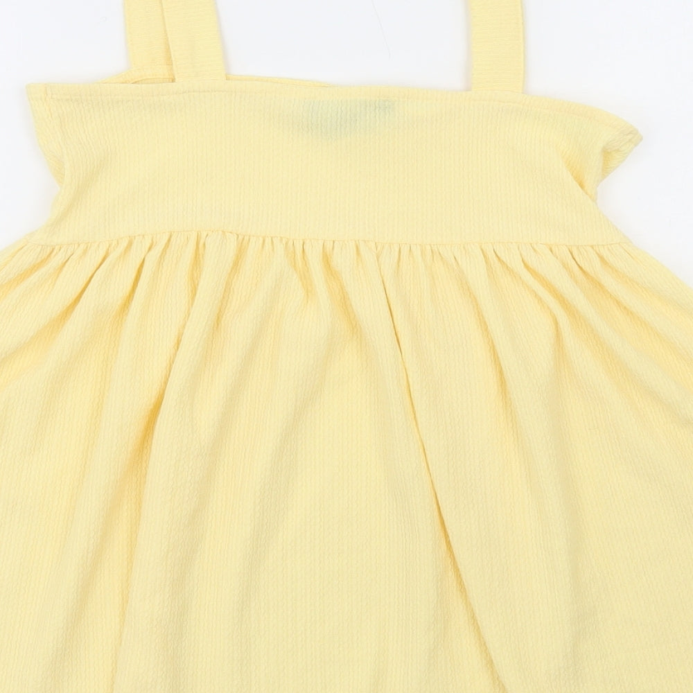 New Look Womens Yellow Polyester Basic Blouse Size 8 Square Neck