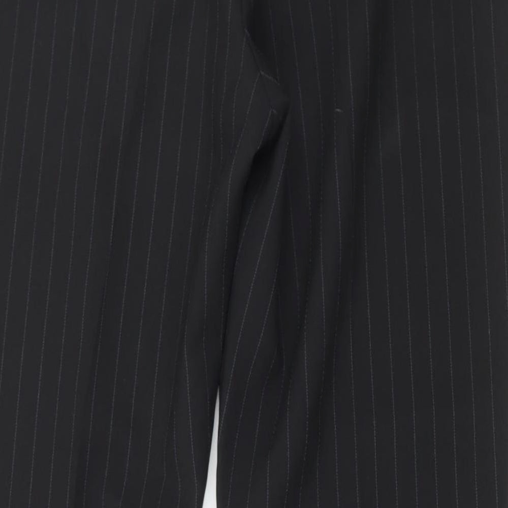 Dorothy Perkins Womens Black Striped Polyester Trousers Size 12 L28 in Regular Button