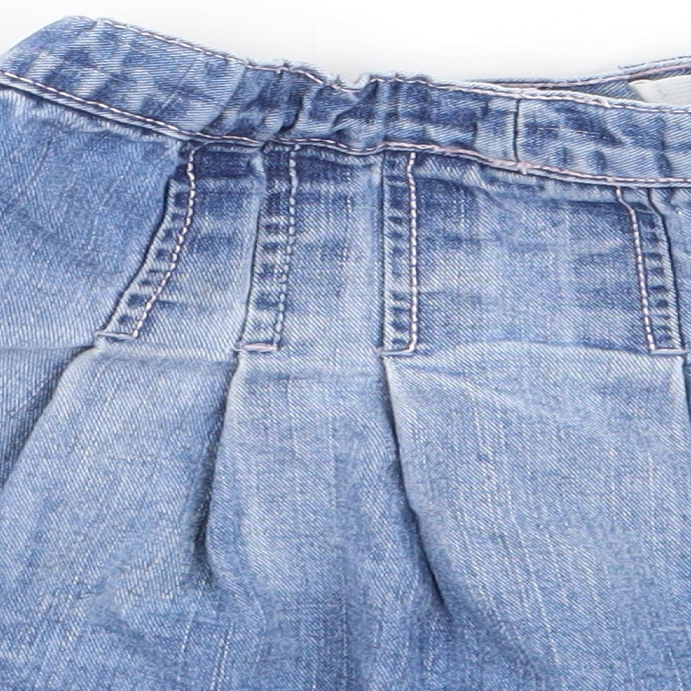 Marks and Spencer Girls Blue 100% Cotton Flare Skirt Size 3-4 Years Regular