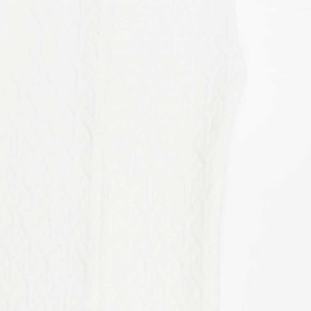 Topshop Womens Ivory Polyester A-Line Size 12 Round Neck Zip