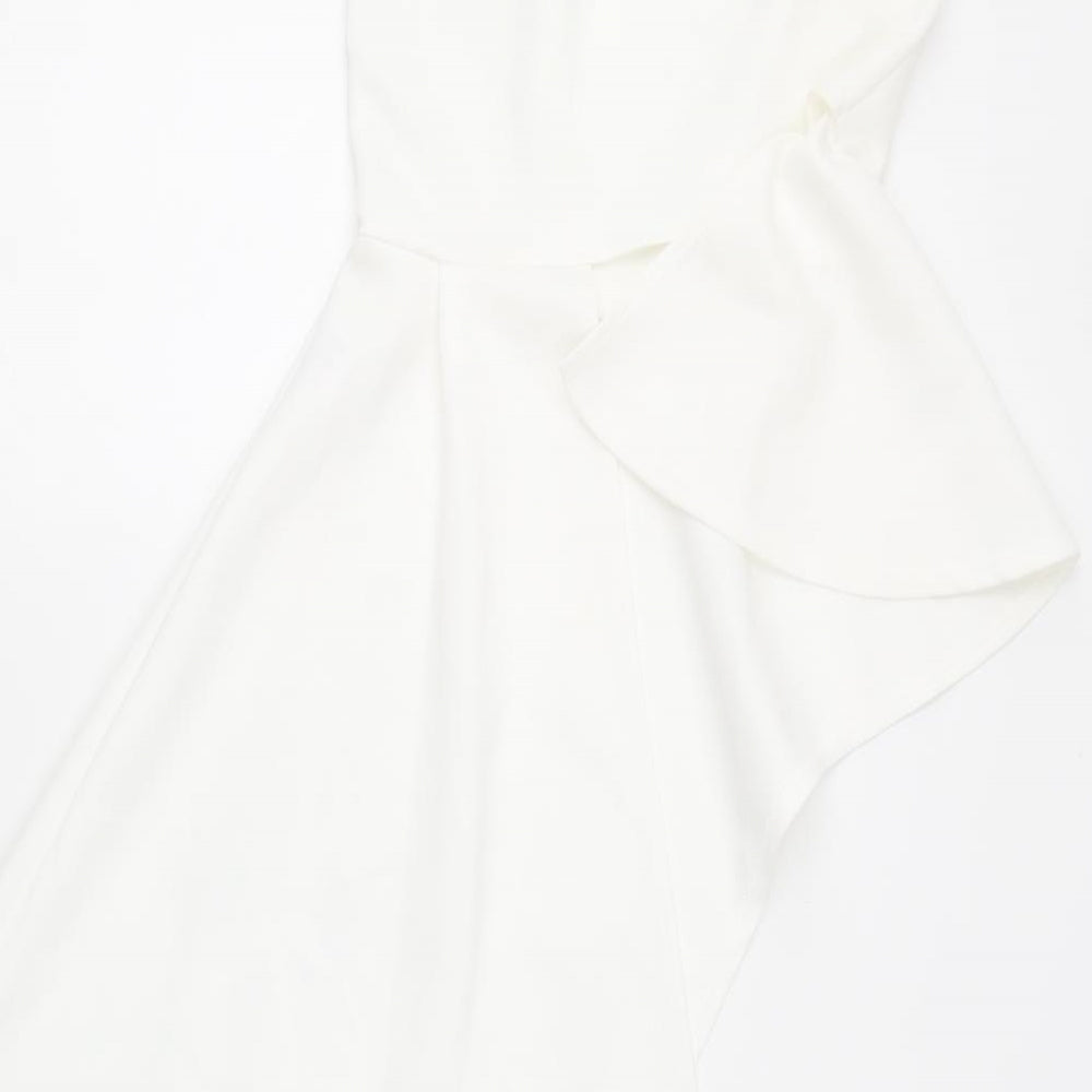Preworn Womens White Polyester Basic Blouse Size S One Shoulder - Asymmetric