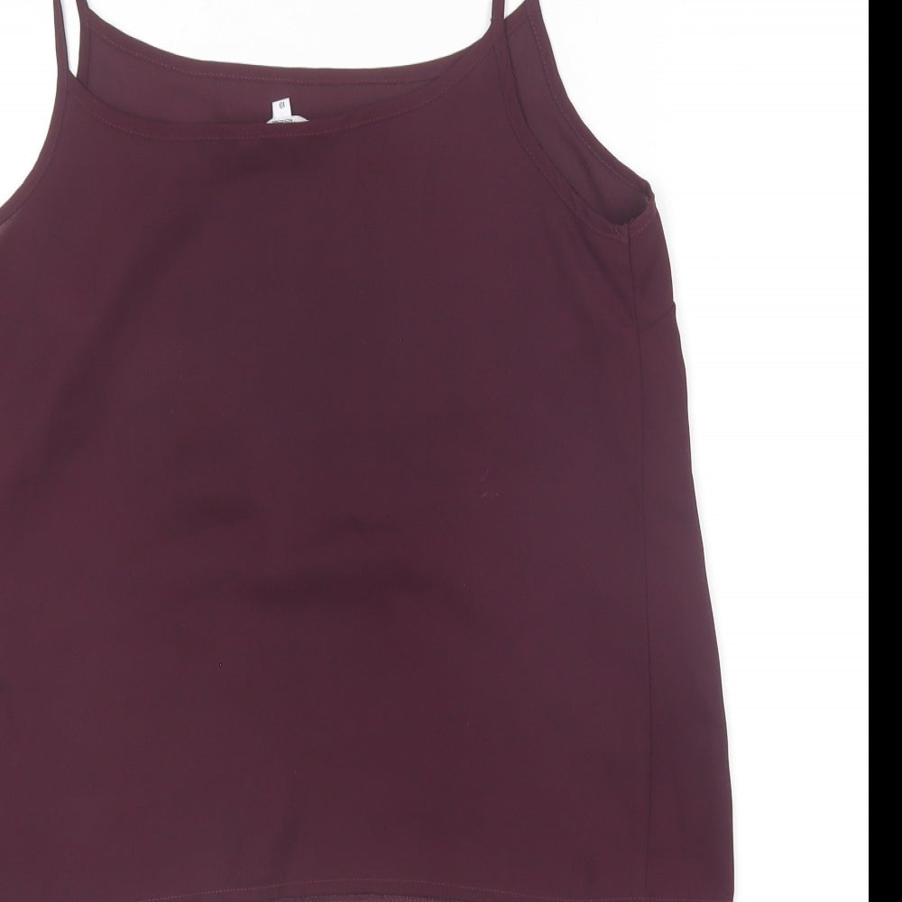 New Look Womens Purple Polyester Camisole T-Shirt Size 10 Round Neck
