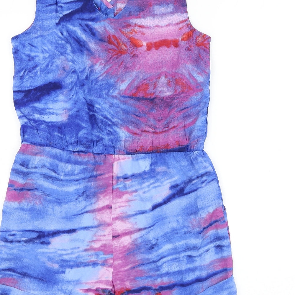 Preworn Womens Blue Polyester Bodysuit One-Piece Size XS Button
