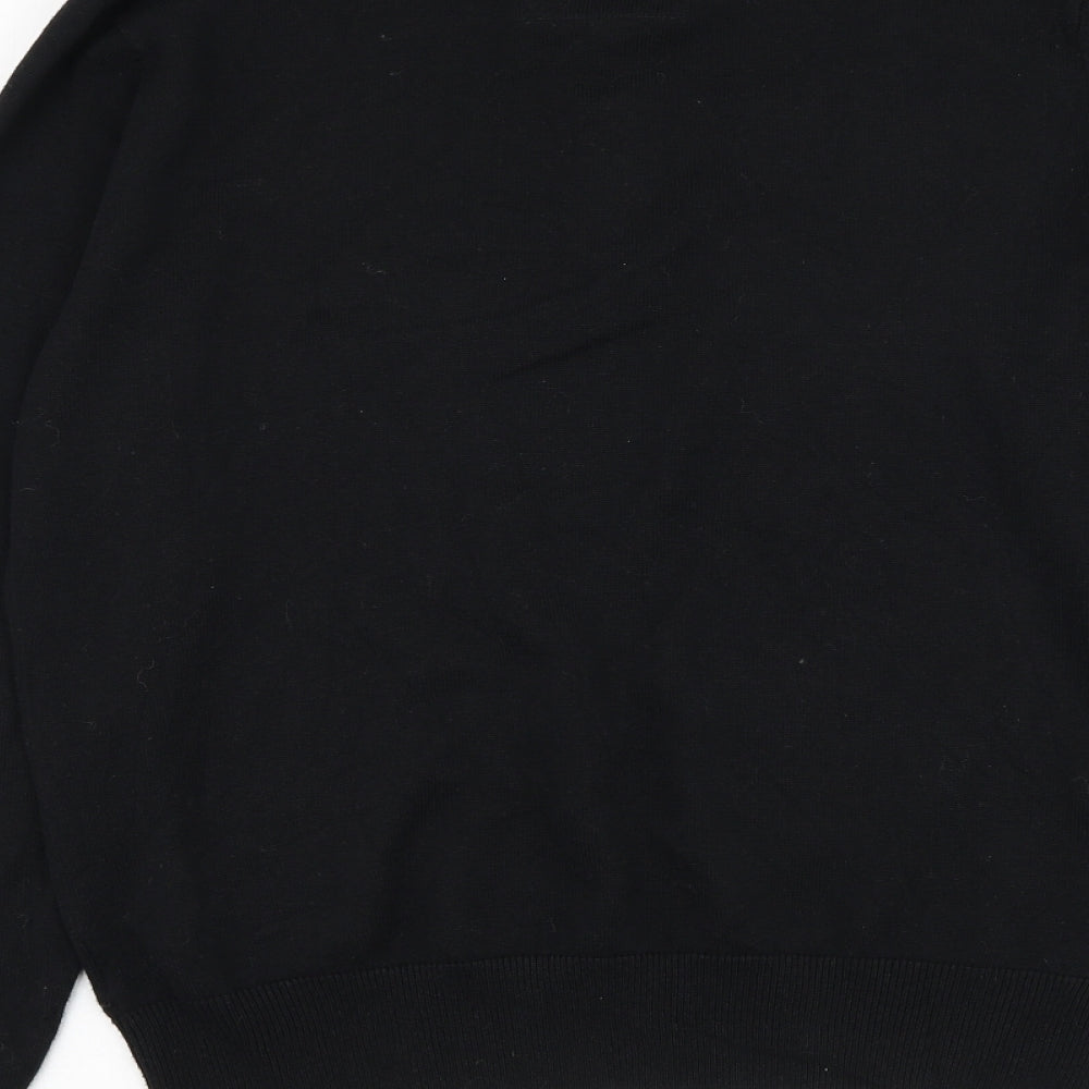 Daniel Christian Mens Black Collared Cotton Pullover Jumper Size S