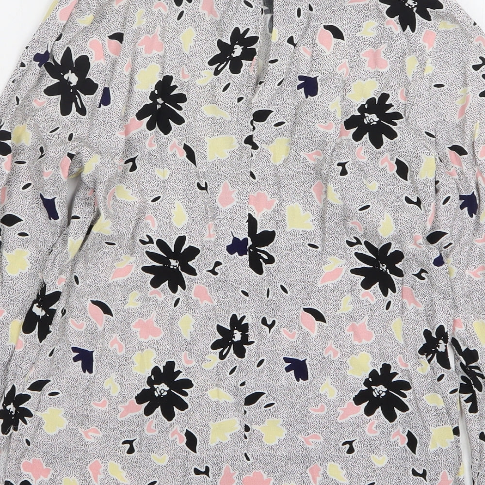 Warehouse Womens Multicoloured Floral Viscose Basic Blouse Size 6 Round Neck