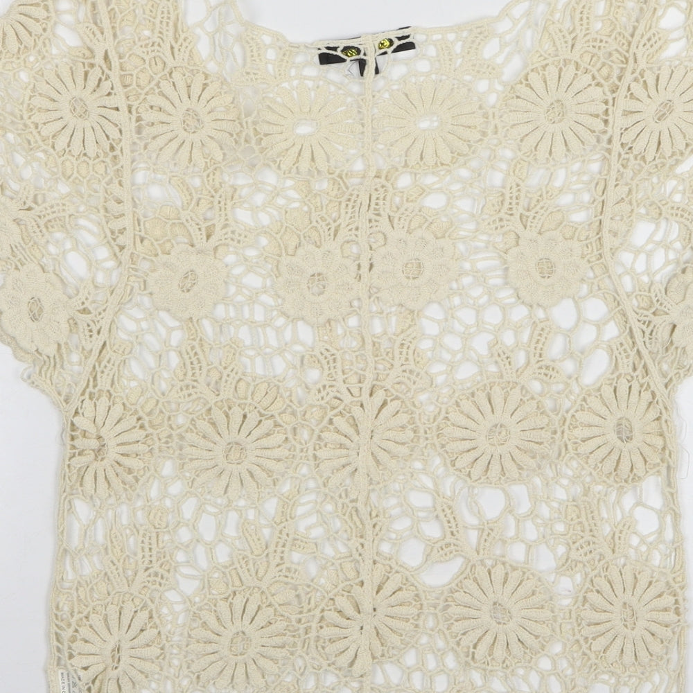 Opium Womens Beige Round Neck Cotton Pullover Jumper Size M