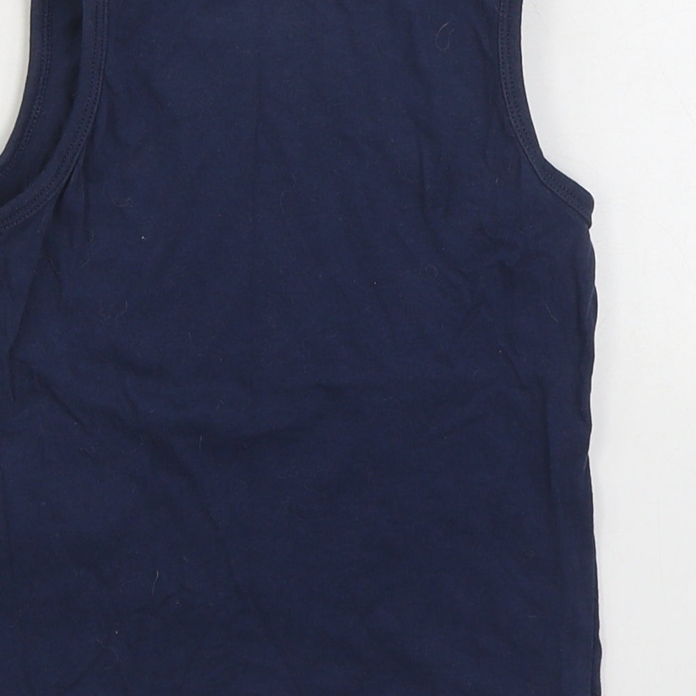 Primark Boys Blue 100% Cotton Basic Tank Size 2-3 Years Round Neck Pullover