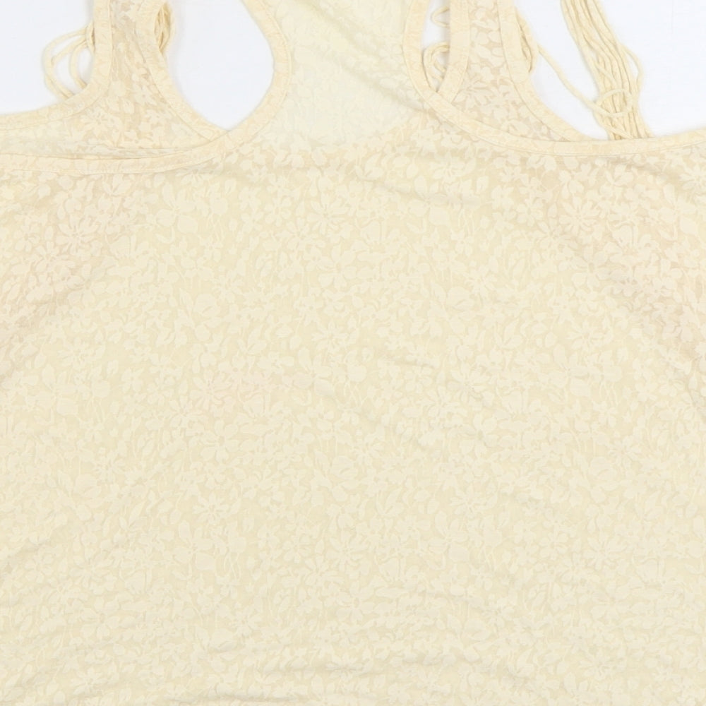River Island Womens Beige Viscose Basic Tank Size 6 Scoop Neck