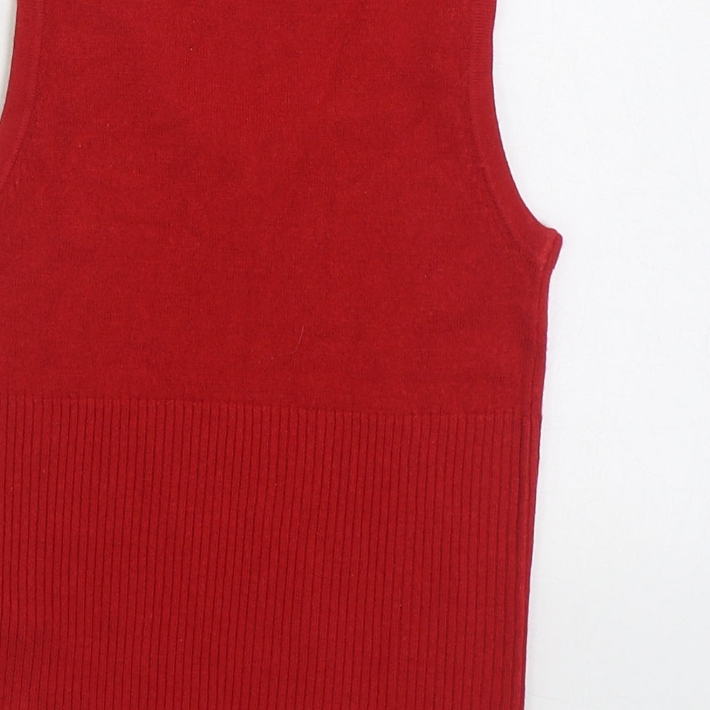 BHS Girls Red Acrylic Basic Tank Size 4 Years Scoop Neck Pullover