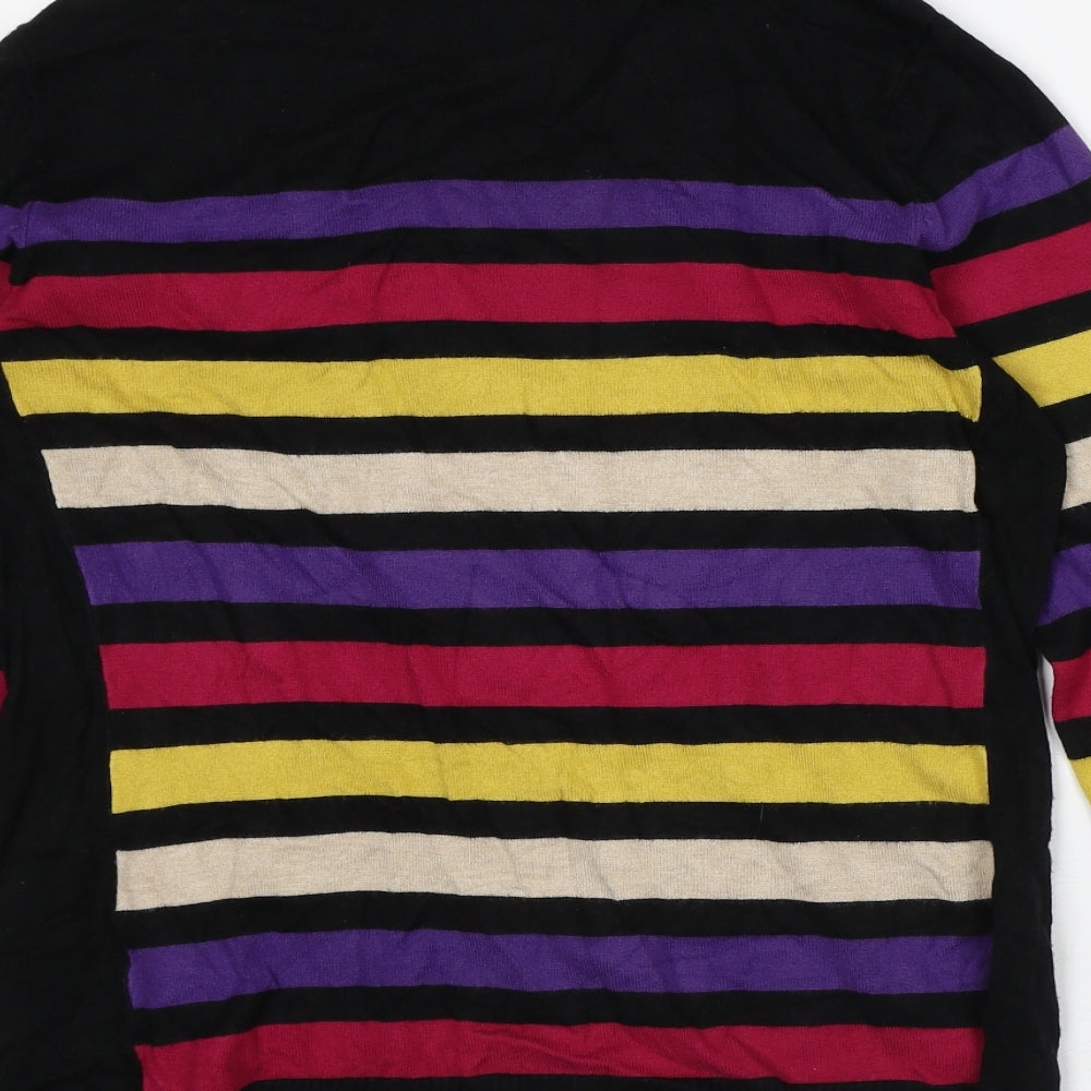 M&Co Womens Multicoloured Round Neck Striped Viscose Pullover Jumper Size 14