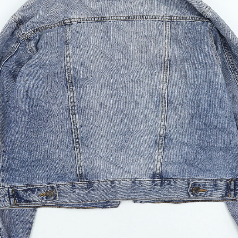 Denim & Co. Womens Blue Jacket Size 8 Button