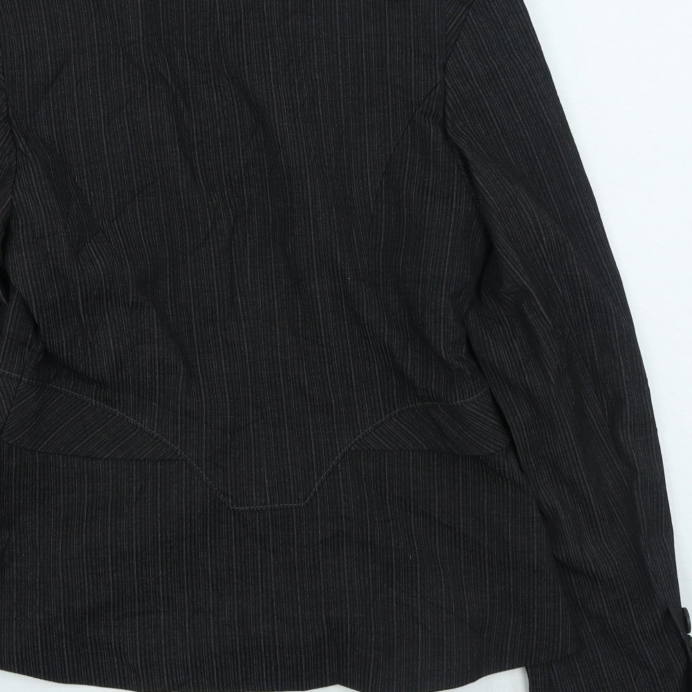 NEXT Womens Grey Striped Jacket Size 14 Button