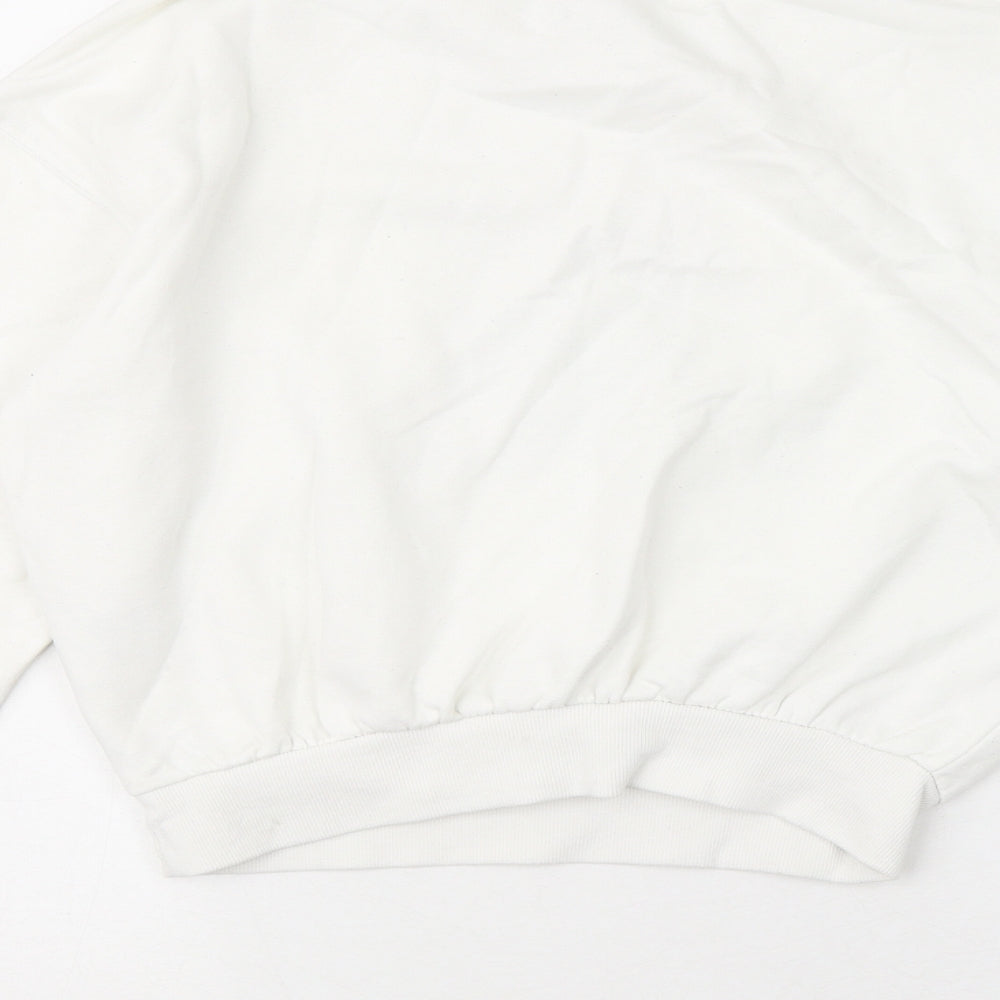 Divided by H&M Womens White Cotton Pullover Sweatshirt Size 2XS - Nice Bear