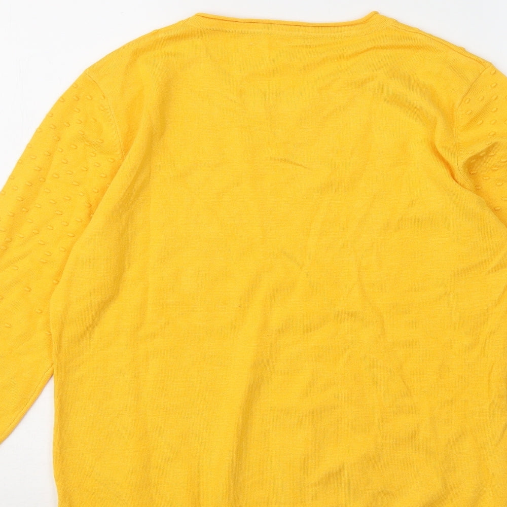 Preworn Womens Yellow Round Neck Cotton Pullover Jumper Size L