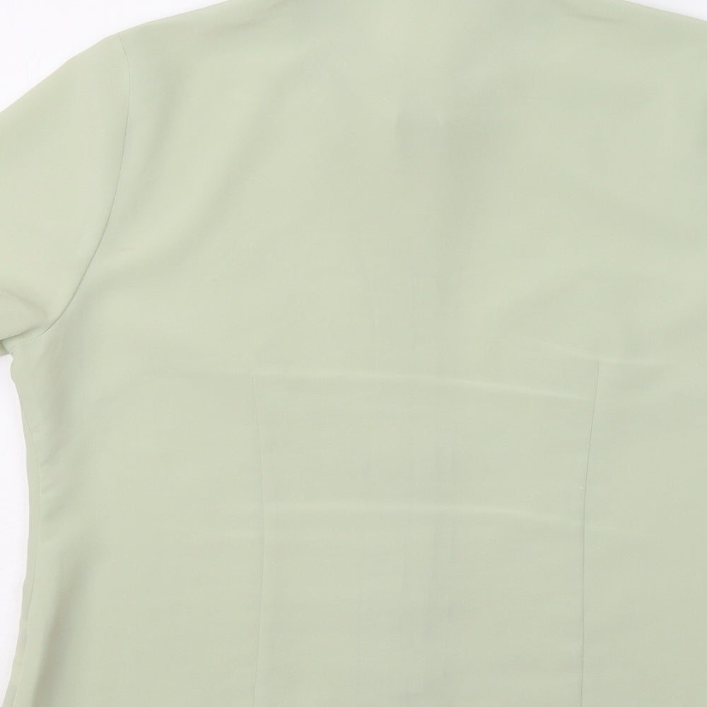 Fosby Womens Green Floral Polyester Basic Button-Up Size 16 Collared