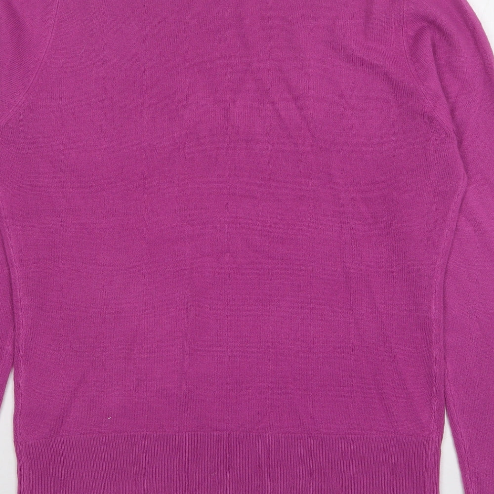 MK One Womens Purple Scoop Neck Acrylic Pullover Jumper Size L