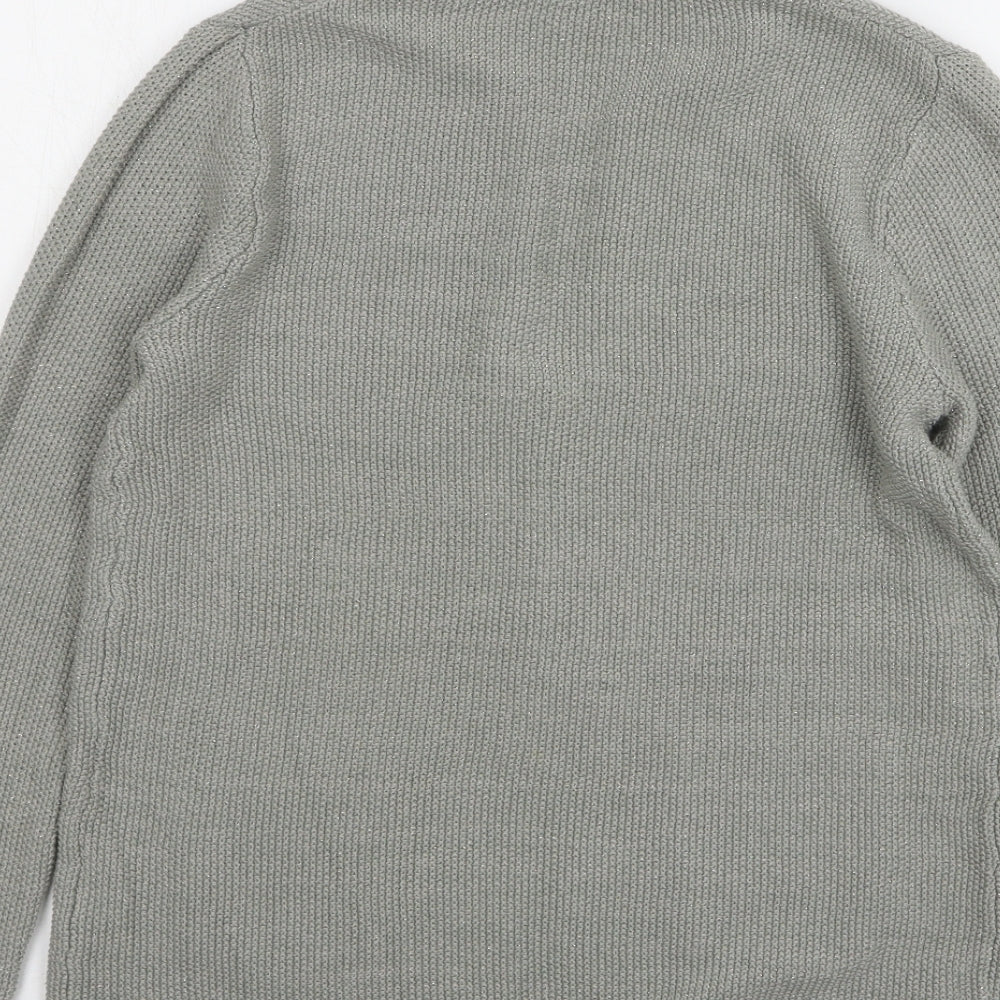 Conbipel Womens Grey Collared Cotton Cardigan Jumper Size M