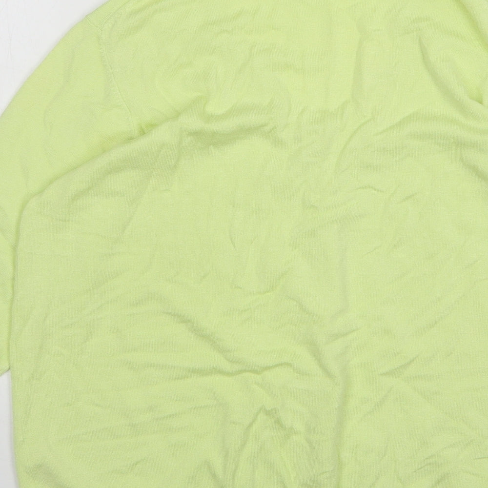 Marks & Spencer Womens Green V-Neck Viscose Pullover Jumper Size 18