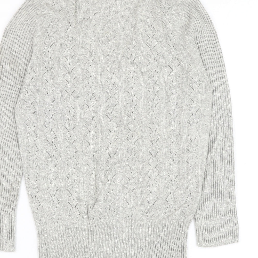 NEXT Womens Grey V-Neck Viscose Pullover Jumper Size 8