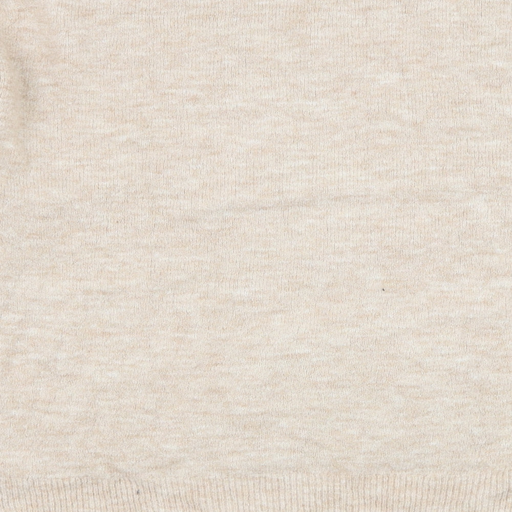 H&M Womens Beige Round Neck Acrylic Pullover Jumper Size L