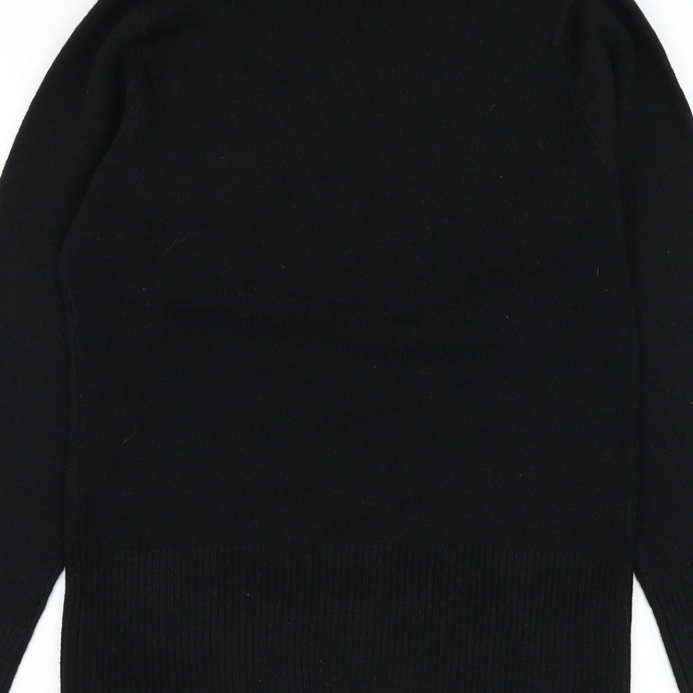Filati Womens Black Round Neck Acrylic Pullover Jumper Size S