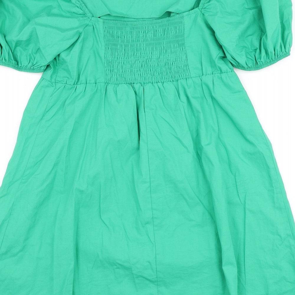 New Look Womens Green Polyester A-Line Size 12 Square Neck Pullover