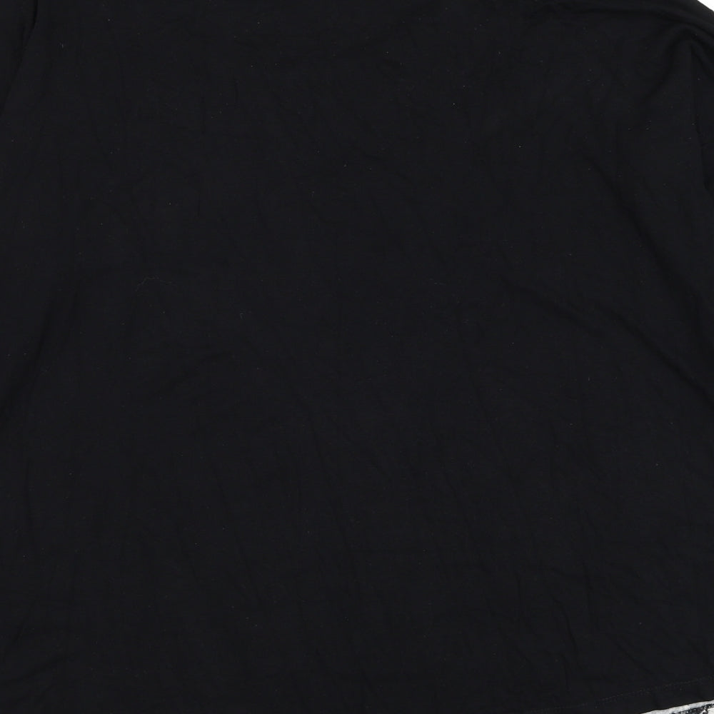 F&F Womens Black Round Neck Floral Viscose Pullover Jumper Size 16