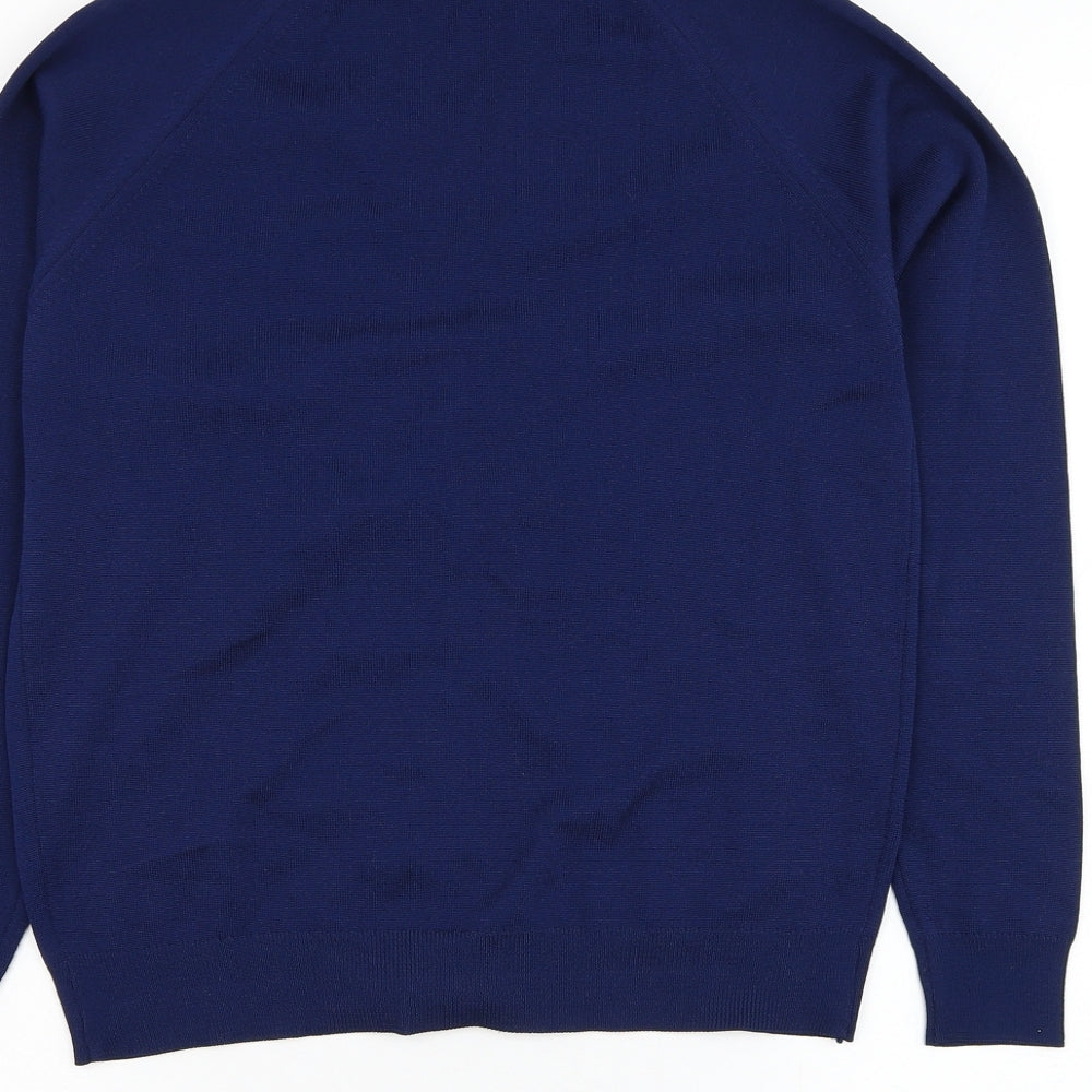 Preworn Womens Blue V-Neck Polyester Cardigan Jumper Size S