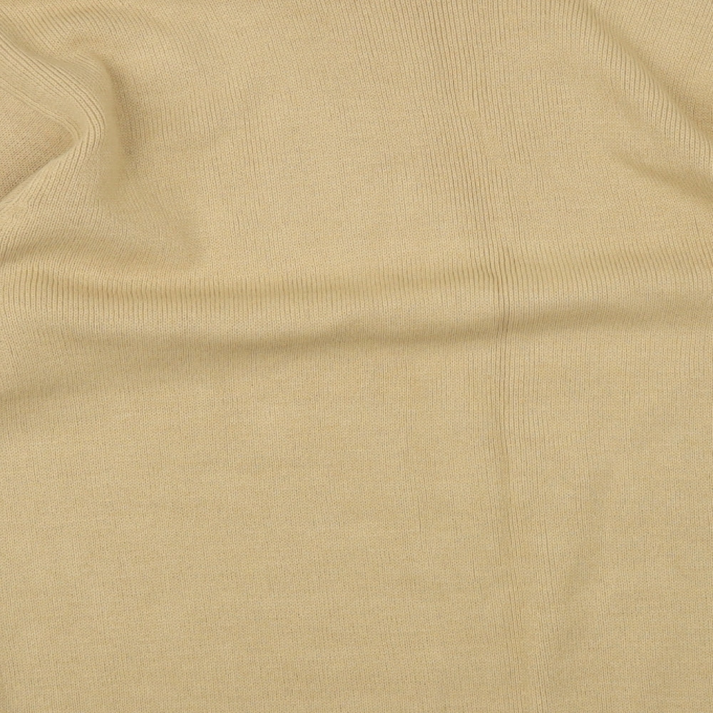 Canda Womens Beige V-Neck Acrylic Pullover Jumper Size S