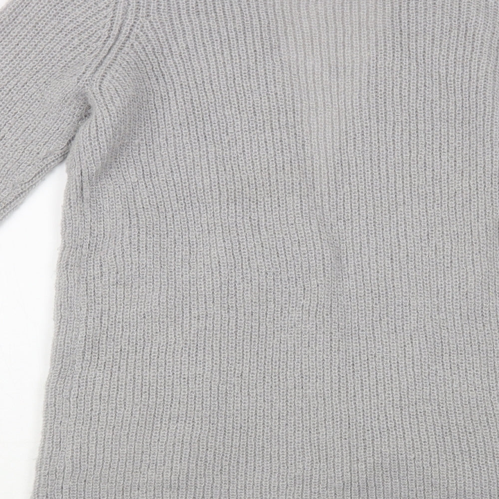 Marks & Spencer Womens Grey V-Neck Acrylic Cardigan Jumper Size 10