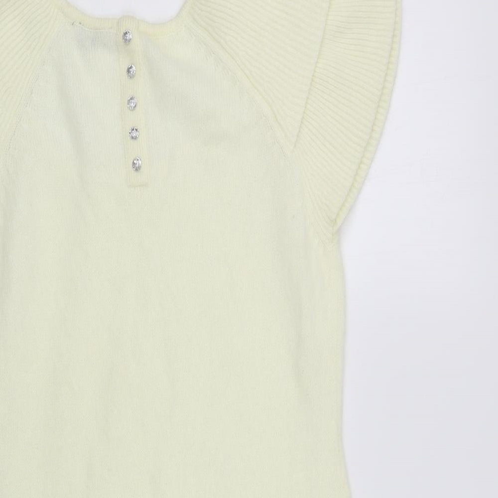 H&M Womens Ivory Scoop Neck Polyamide Pullover Jumper Size S