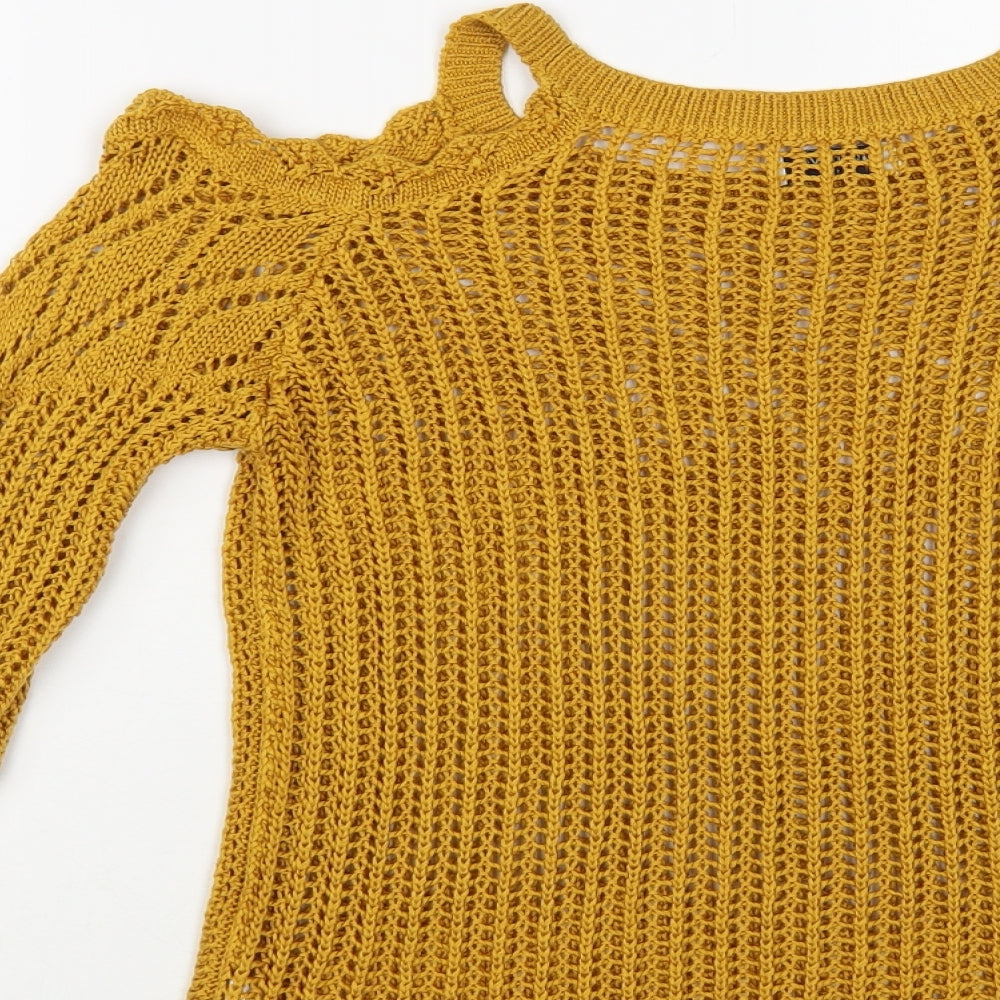 Papaya Womens Yellow Round Neck Acrylic Pullover Jumper Size 12