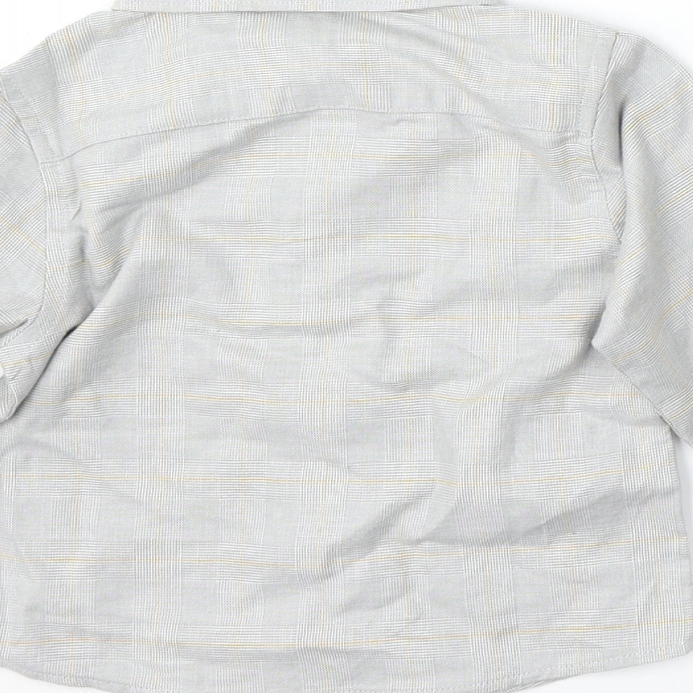 Mango Boys Grey Check Cotton Basic Button-Up Size 12-18 Months Collared Button