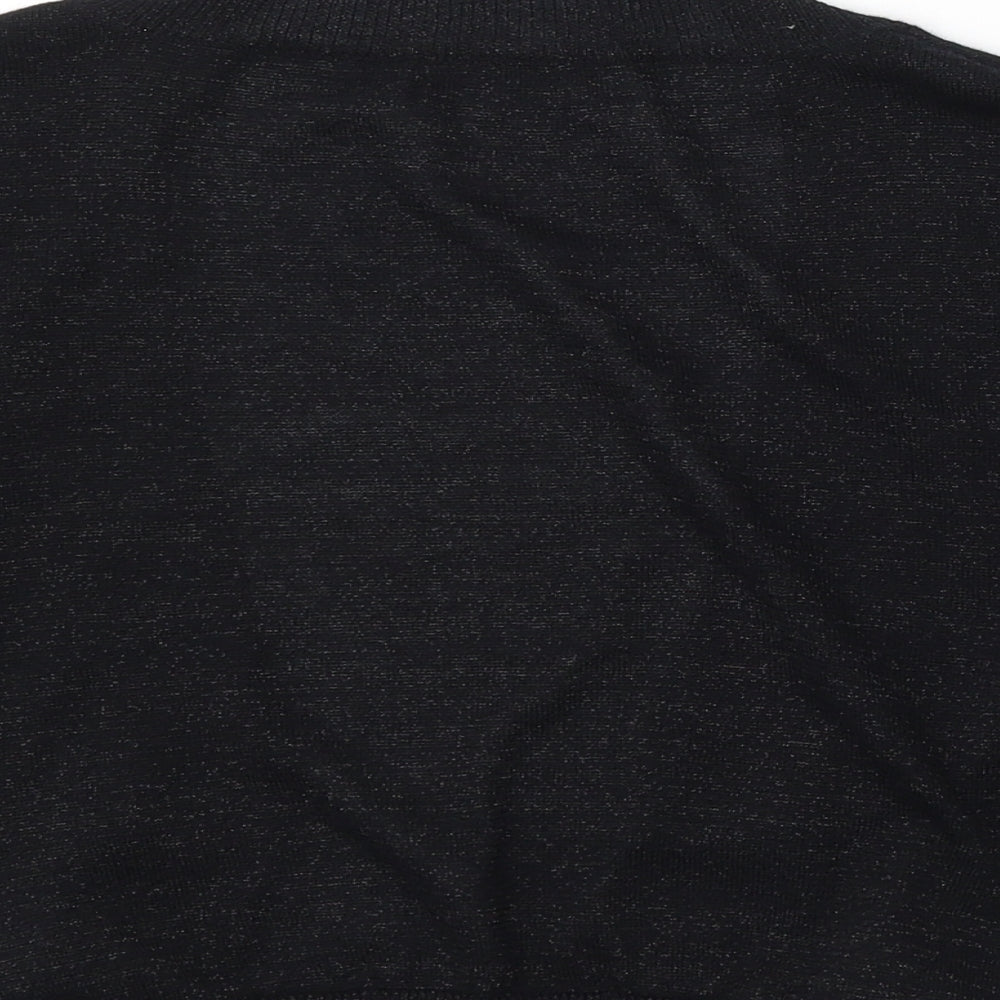 Evie Womens Black V-Neck Cotton Cardigan Jumper Size 12
