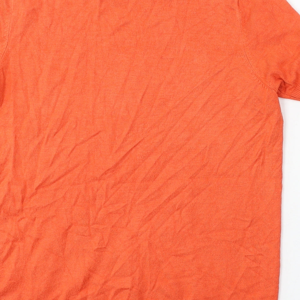 Marks & Spencer Womens Orange Round Neck Viscose Pullover Jumper Size 8