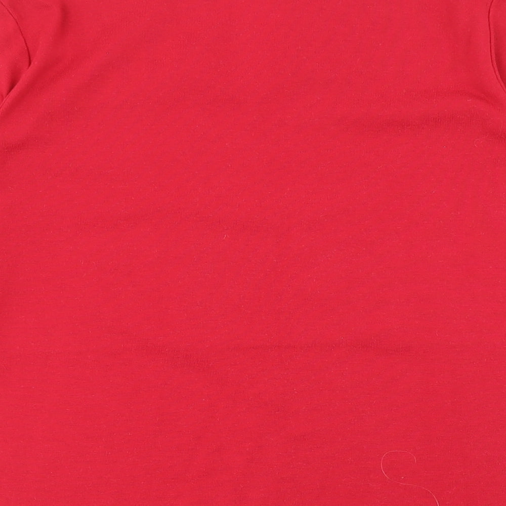 Emreco Womens Red Polyester Basic T-Shirt Size 16 V-Neck