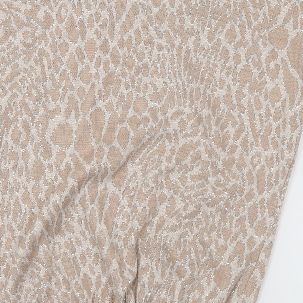 River Island Womens Beige Round Neck Animal Print Acrylic Pullover Jumper Size 8 - Leopard Print