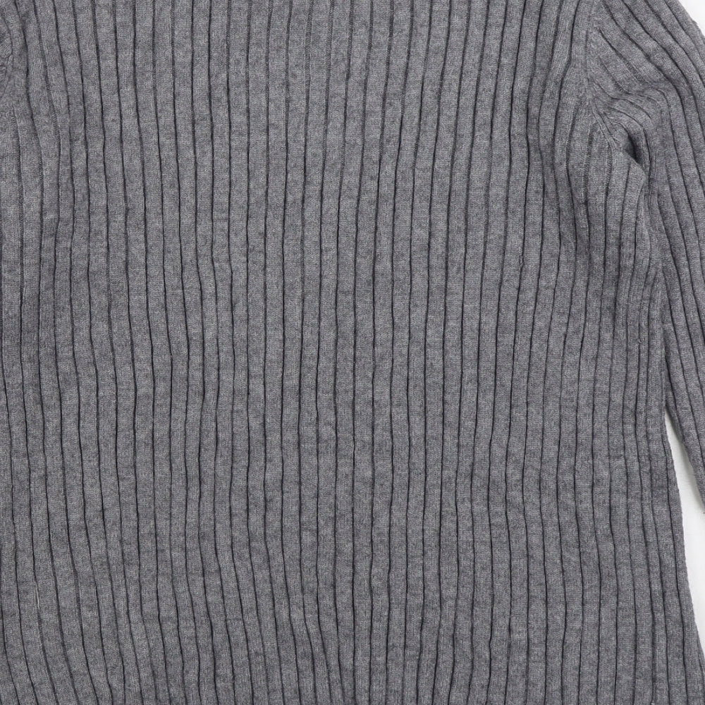 VERO MODA Womens Grey Round Neck Striped Viscose Pullover Jumper Size 12
