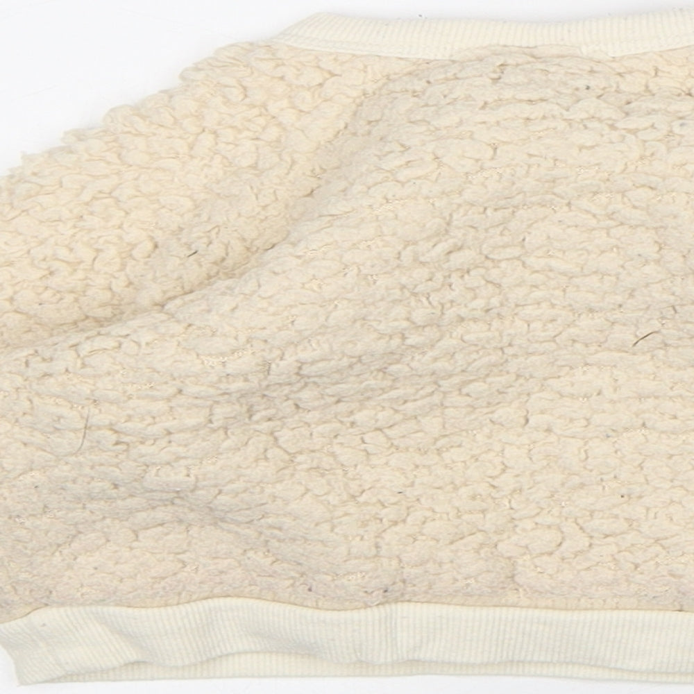 PL:Baby Baby Beige Polyester Pullover Jumper Size 9-12 Months Snap - Woolen Texture