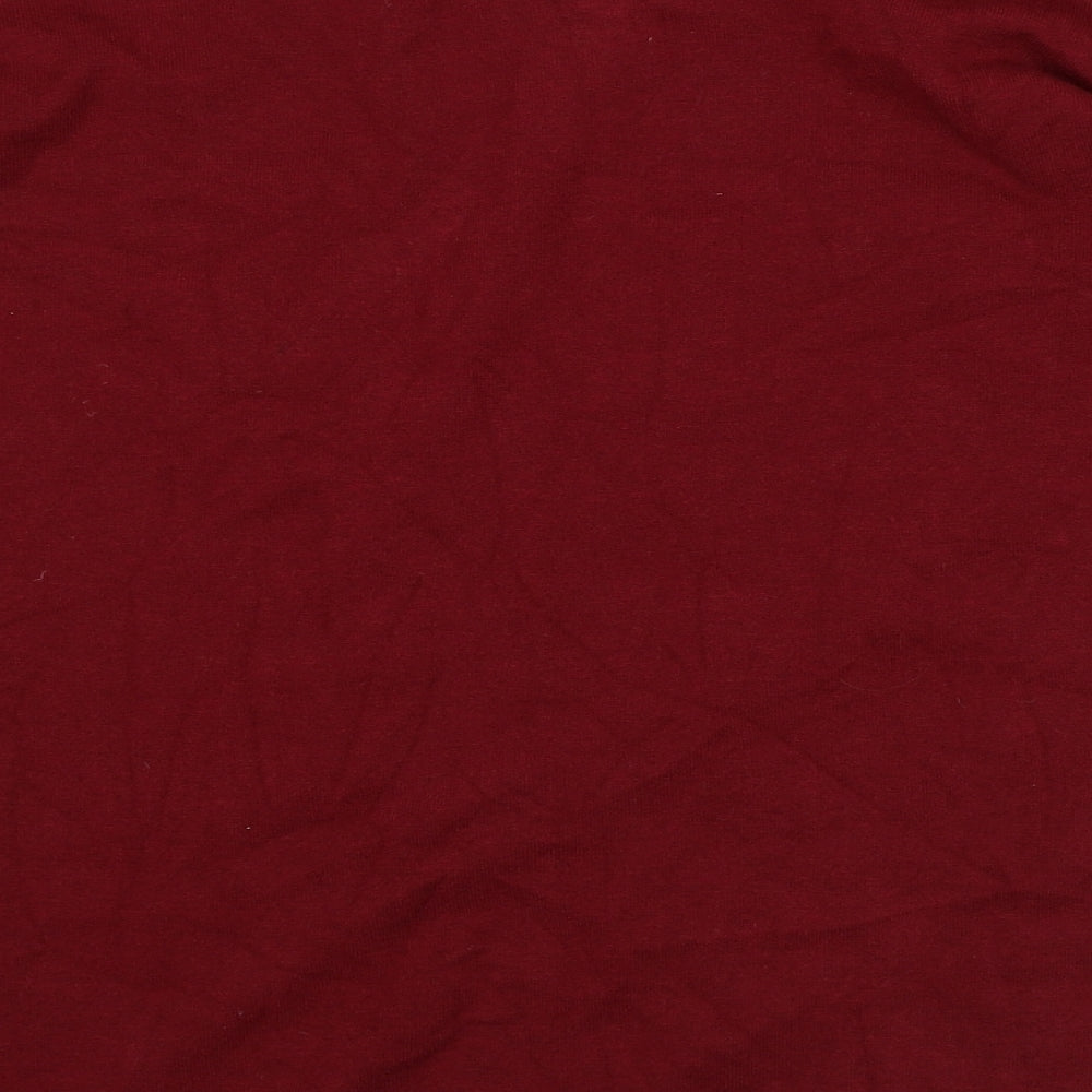 Preworn Womens Red Round Neck Polyester Wrap Jumper Size L