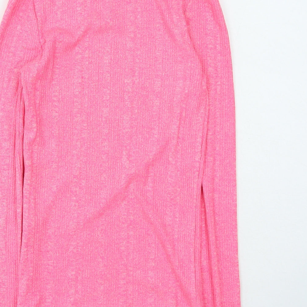 New Look Womens Pink Round Neck Polyester Pullover Jumper Size 8