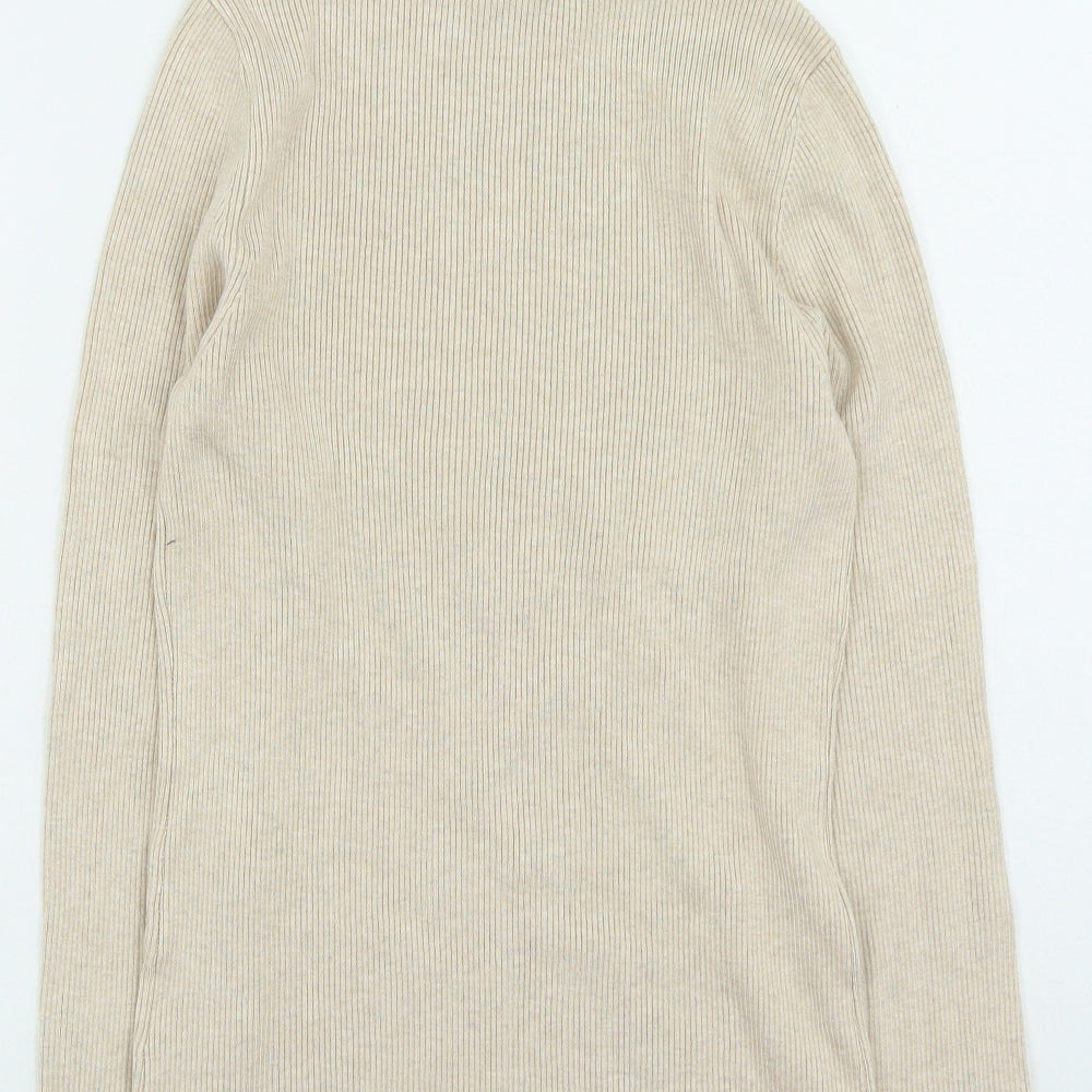International Womens Beige High Neck Rayon Pullover Jumper Size M